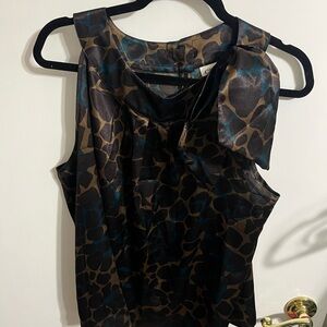 ❤️ XL Cato Elegant Leopard Print Sleeveless Top Brown Black and Teal